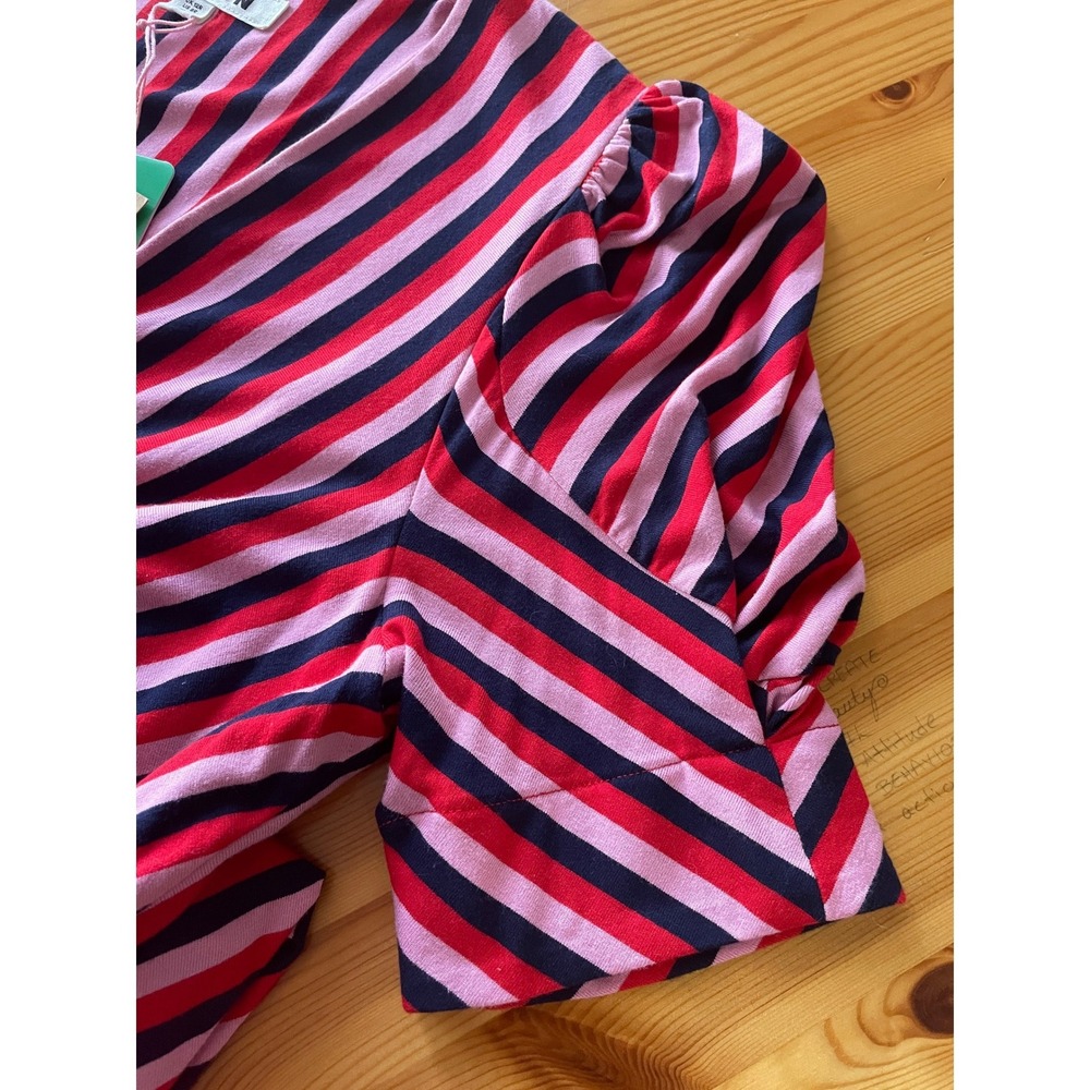 NWT Boden Kristen Pleated Jersey Dress Striped Red Pink Navy Romantic US 8R - Picture 6 of 15